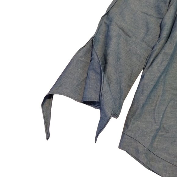 Free People Show Me Some‎ Shoulder Size S Blue Chambray Off Shoulder Blouse - Picture 5 of 7